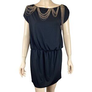 Iron By Sheri‎ Bodell Womens Dress Size Small Black Draped Chain Embellished